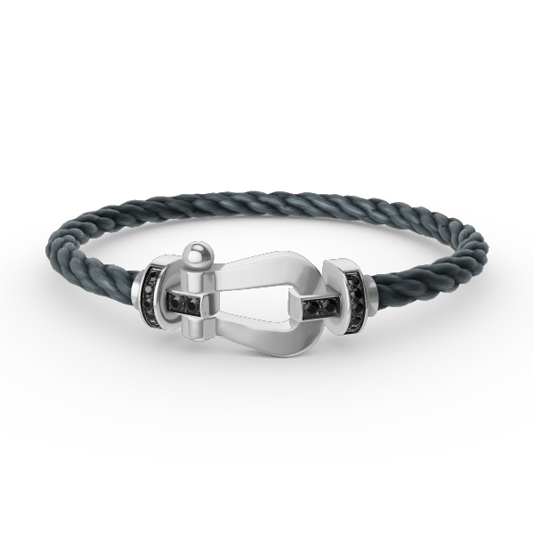 ¡®Moco¡¯FORCE LARGE HORSESHOE BLACK DIAMOND BRACELET SILVER
