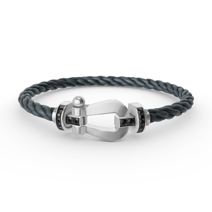 ¡®Moco¡¯FORCE LARGE HORSESHOE BLACK DIAMOND BRACELET SILVER
