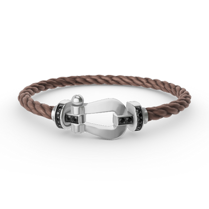 ¡®Moco¡¯FORCE LARGE HORSESHOE BLACK DIAMOND BRACELET SILVER