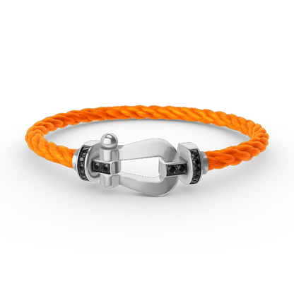 ¡®Moco¡¯FORCE LARGE HORSESHOE BLACK DIAMOND BRACELET SILVER