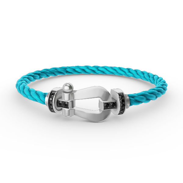 ¡®Moco¡¯FORCE LARGE HORSESHOE BLACK DIAMOND BRACELET SILVER