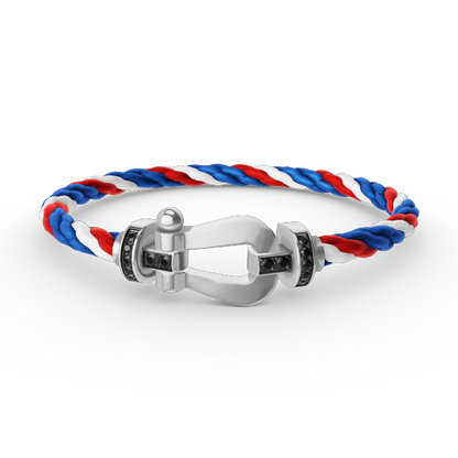 ¡®Moco¡¯FORCE LARGE HORSESHOE BLACK DIAMOND BRACELET SILVER