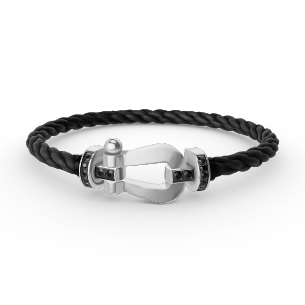 ¡®Moco¡¯FORCE LARGE HORSESHOE BLACK DIAMOND BRACELET SILVER