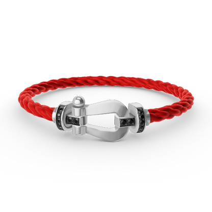¡®Moco¡¯FORCE LARGE HORSESHOE BLACK DIAMOND BRACELET SILVER
