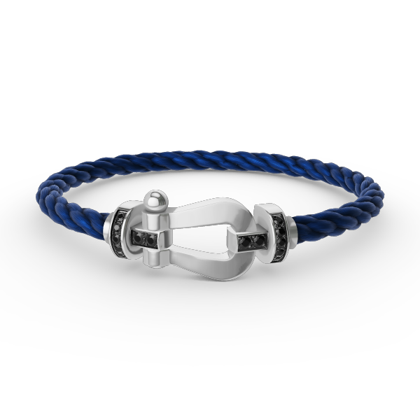 ¡®Moco¡¯FORCE LARGE HORSESHOE BLACK DIAMOND BRACELET SILVER