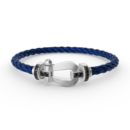 ¡®Moco¡¯FORCE LARGE HORSESHOE BLACK DIAMOND BRACELET SILVER