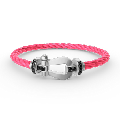 ¡®Moco¡¯FORCE LARGE HORSESHOE BLACK DIAMOND BRACELET SILVER
