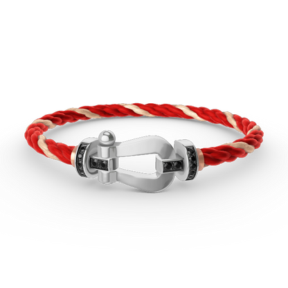 ¡®Moco¡¯FORCE LARGE HORSESHOE BLACK DIAMOND BRACELET SILVER