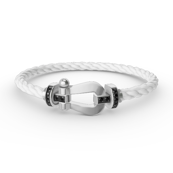 ¡®Moco¡¯FORCE LARGE HORSESHOE BLACK DIAMOND BRACELET SILVER