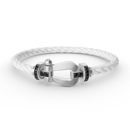 ¡®Moco¡¯FORCE LARGE HORSESHOE BLACK DIAMOND BRACELET SILVER