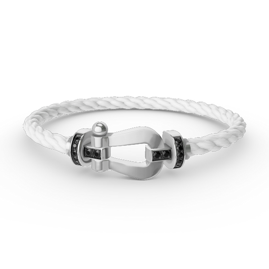 ¡®Moco¡¯FORCE LARGE HORSESHOE BLACK DIAMOND BRACELET SILVER