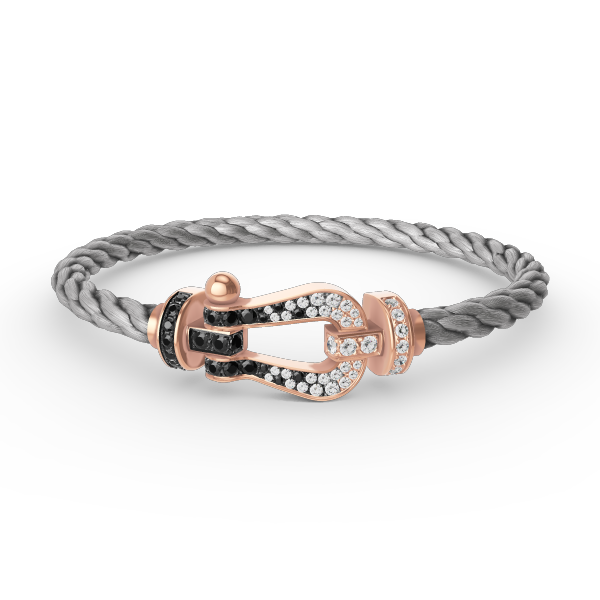 ¡®Moco¡¯FORCE LARGE HORSESHOE BLACK WHITE DIAMOND BRACELET ROSE GOLD