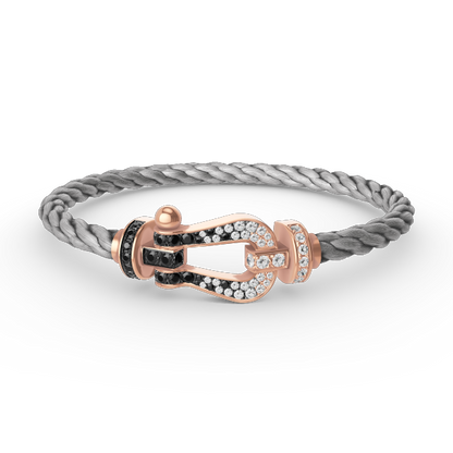 ¡®Moco¡¯FORCE LARGE HORSESHOE BLACK WHITE DIAMOND BRACELET ROSE GOLD
