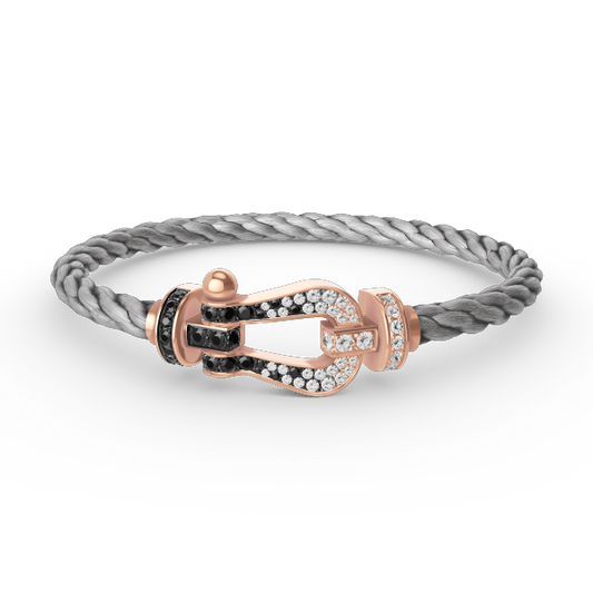 ¡®Moco¡¯FORCE LARGE HORSESHOE BLACK WHITE DIAMOND BRACELET ROSE GOLD