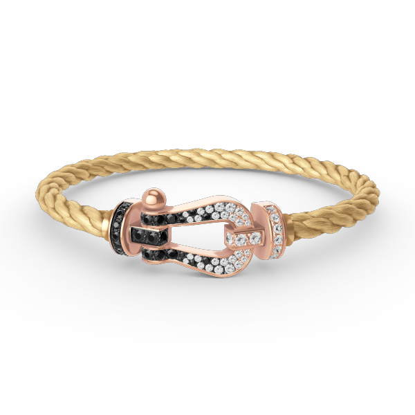 ¡®Moco¡¯FORCE LARGE HORSESHOE BLACK WHITE DIAMOND BRACELET ROSE GOLD