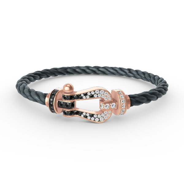 ¡®Moco¡¯FORCE LARGE HORSESHOE BLACK WHITE DIAMOND BRACELET ROSE GOLD