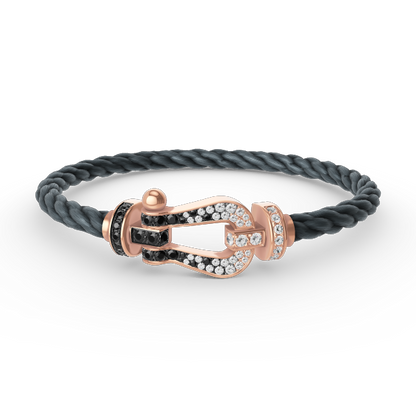 ¡®Moco¡¯FORCE LARGE HORSESHOE BLACK WHITE DIAMOND BRACELET ROSE GOLD