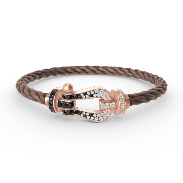 ¡®Moco¡¯FORCE LARGE HORSESHOE BLACK WHITE DIAMOND BRACELET ROSE GOLD