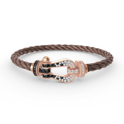 ¡®Moco¡¯FORCE LARGE HORSESHOE BLACK WHITE DIAMOND BRACELET ROSE GOLD