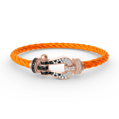 ¡®Moco¡¯FORCE LARGE HORSESHOE BLACK WHITE DIAMOND BRACELET ROSE GOLD