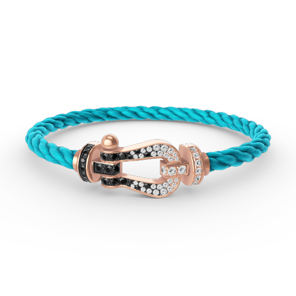 ¡®Moco¡¯FORCE LARGE HORSESHOE BLACK WHITE DIAMOND BRACELET ROSE GOLD