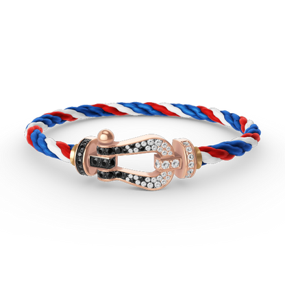 ¡®Moco¡¯FORCE LARGE HORSESHOE BLACK WHITE DIAMOND BRACELET ROSE GOLD