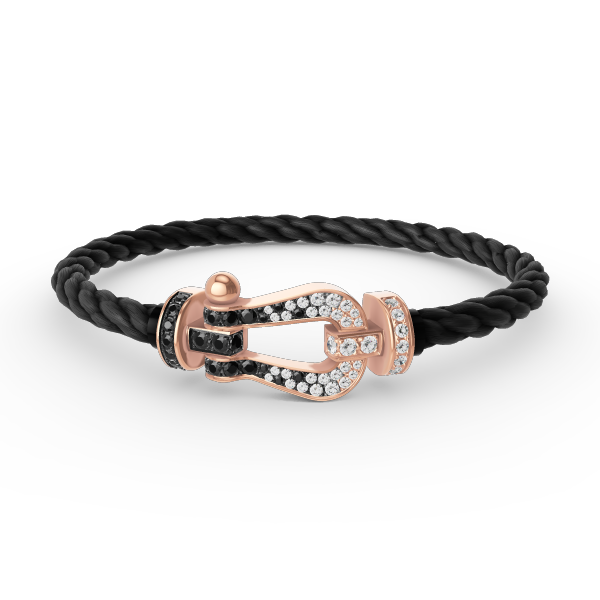 ¡®Moco¡¯FORCE LARGE HORSESHOE BLACK WHITE DIAMOND BRACELET ROSE GOLD