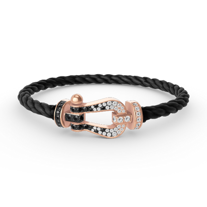 ¡®Moco¡¯FORCE LARGE HORSESHOE BLACK WHITE DIAMOND BRACELET ROSE GOLD