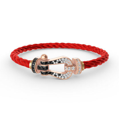 ¡®Moco¡¯FORCE LARGE HORSESHOE BLACK WHITE DIAMOND BRACELET ROSE GOLD