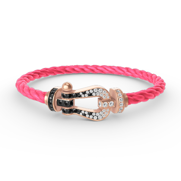 ¡®Moco¡¯FORCE LARGE HORSESHOE BLACK WHITE DIAMOND BRACELET ROSE GOLD