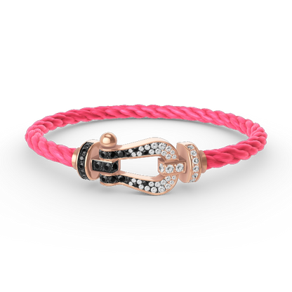 ¡®Moco¡¯FORCE LARGE HORSESHOE BLACK WHITE DIAMOND BRACELET ROSE GOLD