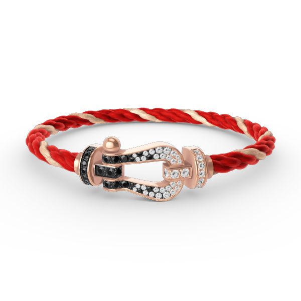 ¡®Moco¡¯FORCE LARGE HORSESHOE BLACK WHITE DIAMOND BRACELET ROSE GOLD