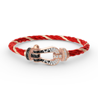 ¡®Moco¡¯FORCE LARGE HORSESHOE BLACK WHITE DIAMOND BRACELET ROSE GOLD