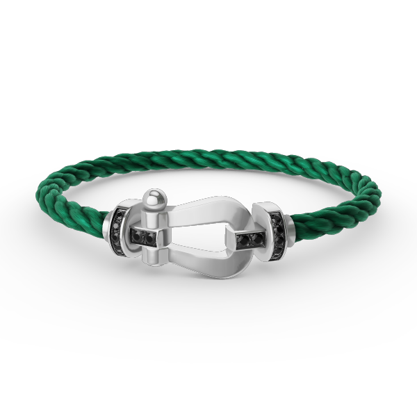 ¡®Moco¡¯FORCE LARGE HORSESHOE BLACK DIAMOND BRACELET SILVER
