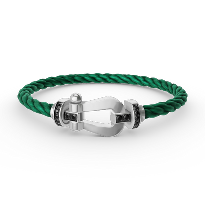 ¡®Moco¡¯FORCE LARGE HORSESHOE BLACK DIAMOND BRACELET SILVER