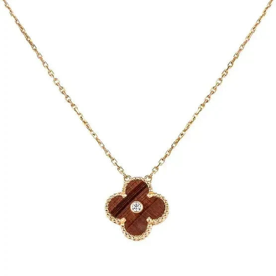 ¡®Moco¡¯CLOVER 15MM DIAMOND AND YELLOW TIGER'S EYE AGATE necklace