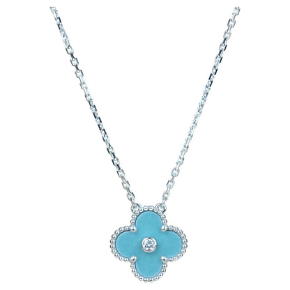 ¡®Moco¡¯CLOVER 15MM DIAMOND SVRES PORCELAIN  NECKLACE SILVER