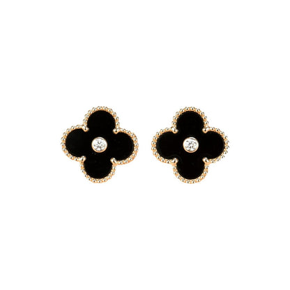 ¡®Moco¡¯CLOVER MEDIUM 1 MOTIFS ONYX DIAMOND EARRINGS