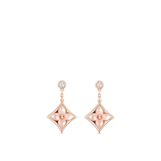 ¡®Moco¡¯DOUBLE STAR PINK GOLD MOP DROP EARRINGS