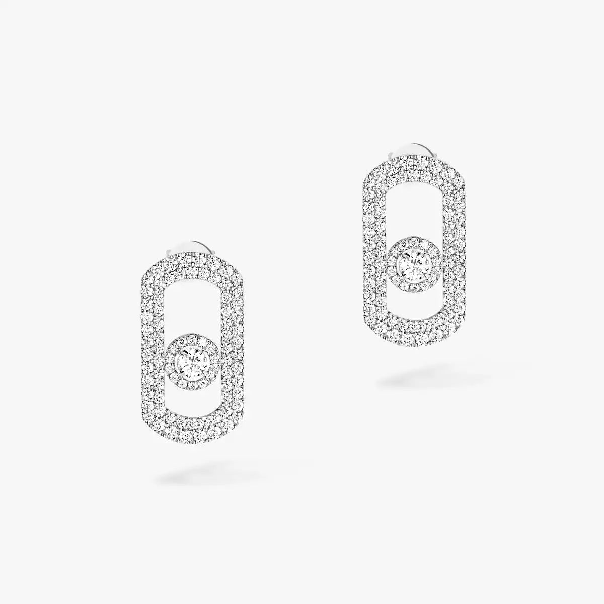 [ Moco ]So Move Pave_-Set Diamond Earrings in Silver