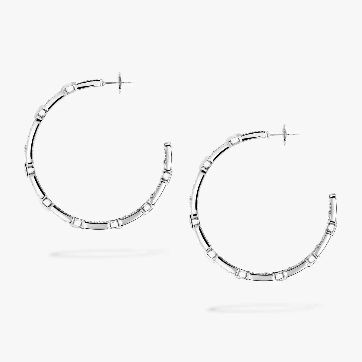 [[ Moco ]Move Link Diamond Hoop Earrings