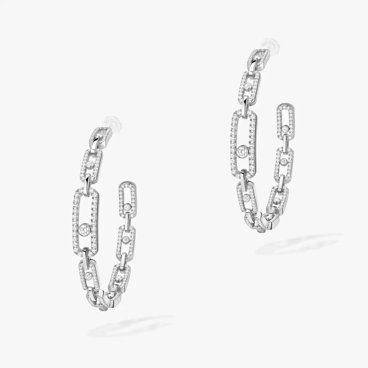 [[ Moco ]Move Link Diamond Hoop Earrings