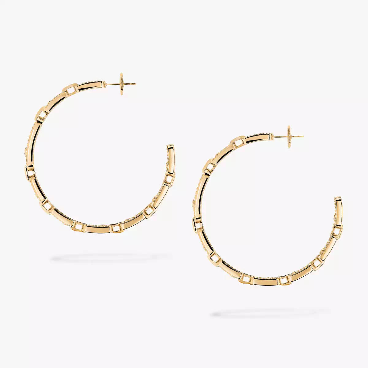 [[ Moco ]Move Link Diamond Hoop Earrings