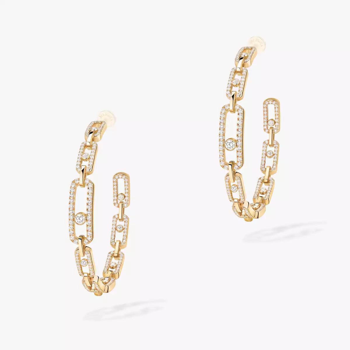 [[ Moco ]Move Link Diamond Hoop Earrings