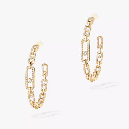 [[ Moco ]Move Link Diamond Hoop Earrings