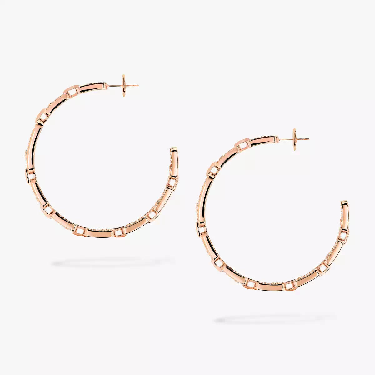 [[ Moco ]Move Link Diamond Hoop Earrings