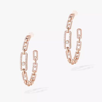 [[ Moco ]Move Link Diamond Hoop Earrings
