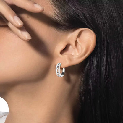 [ Moco ]Diamond Pave_ Hoop Earrings Move