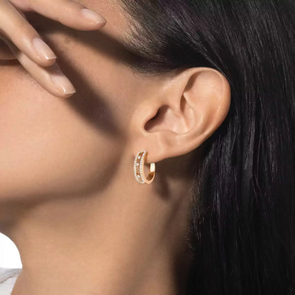 [ Moco ]Diamond Pave_ Hoop Earrings Move