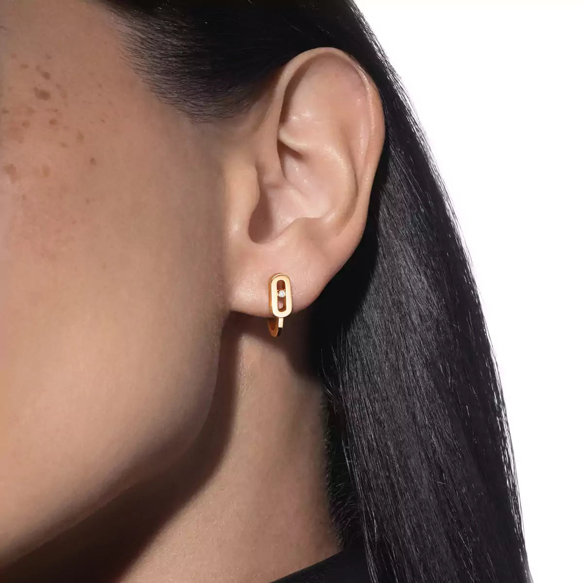 [ Moco ]Diamond Mini Hoop Earrings Move Classique